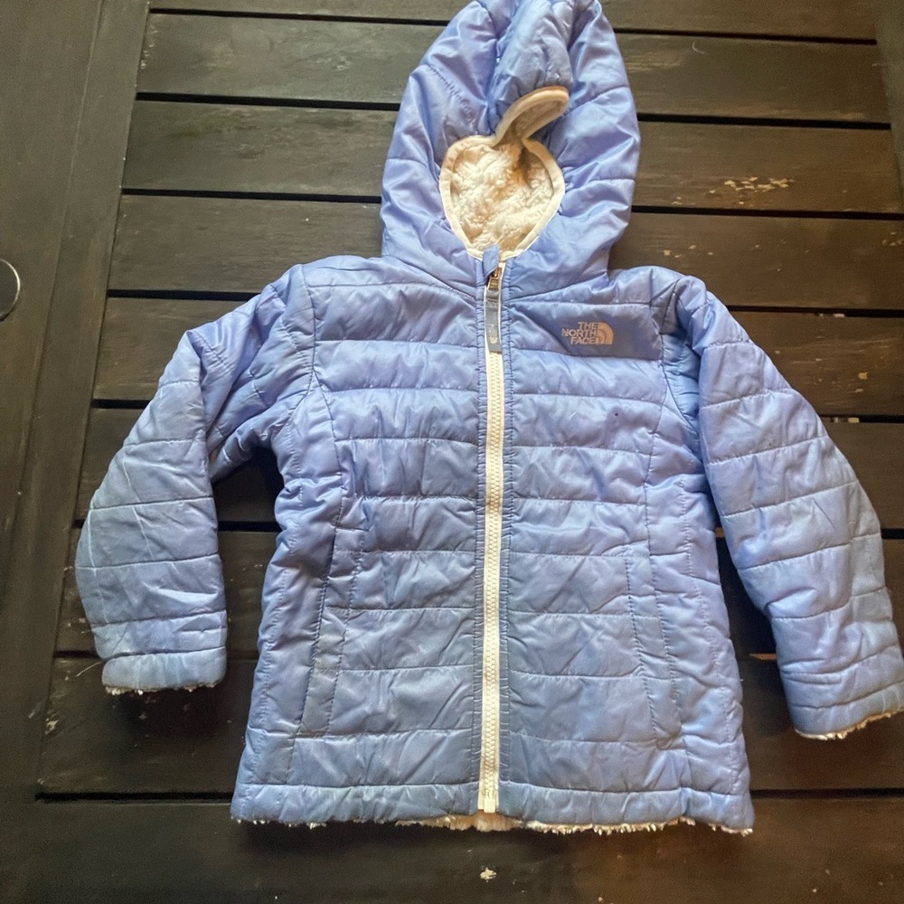 The North Face Light Blue Quilted Jacket with Hood